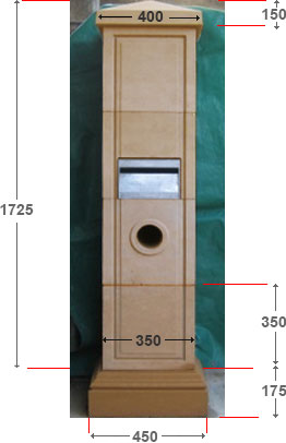 Gate Post with Letterbox 350mm
